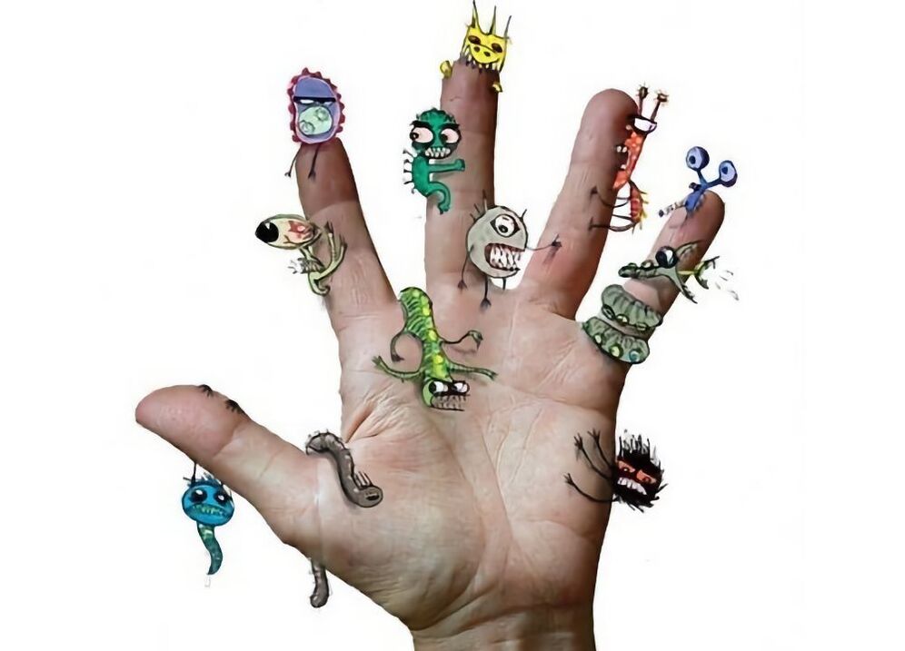 worms on his hands