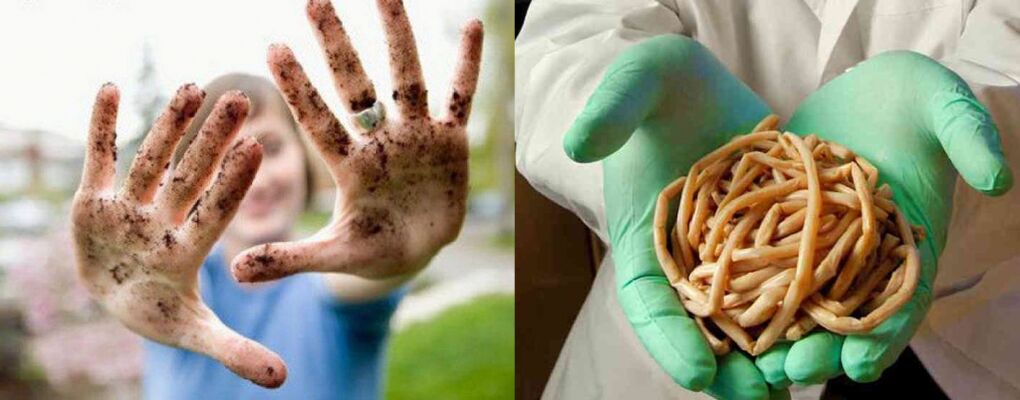 Parasites can enter the body with dirty hands